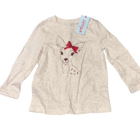 Nwt 3t Cat & Jack Cream and Red Long Sleeve Tees - Picture 1 of 2